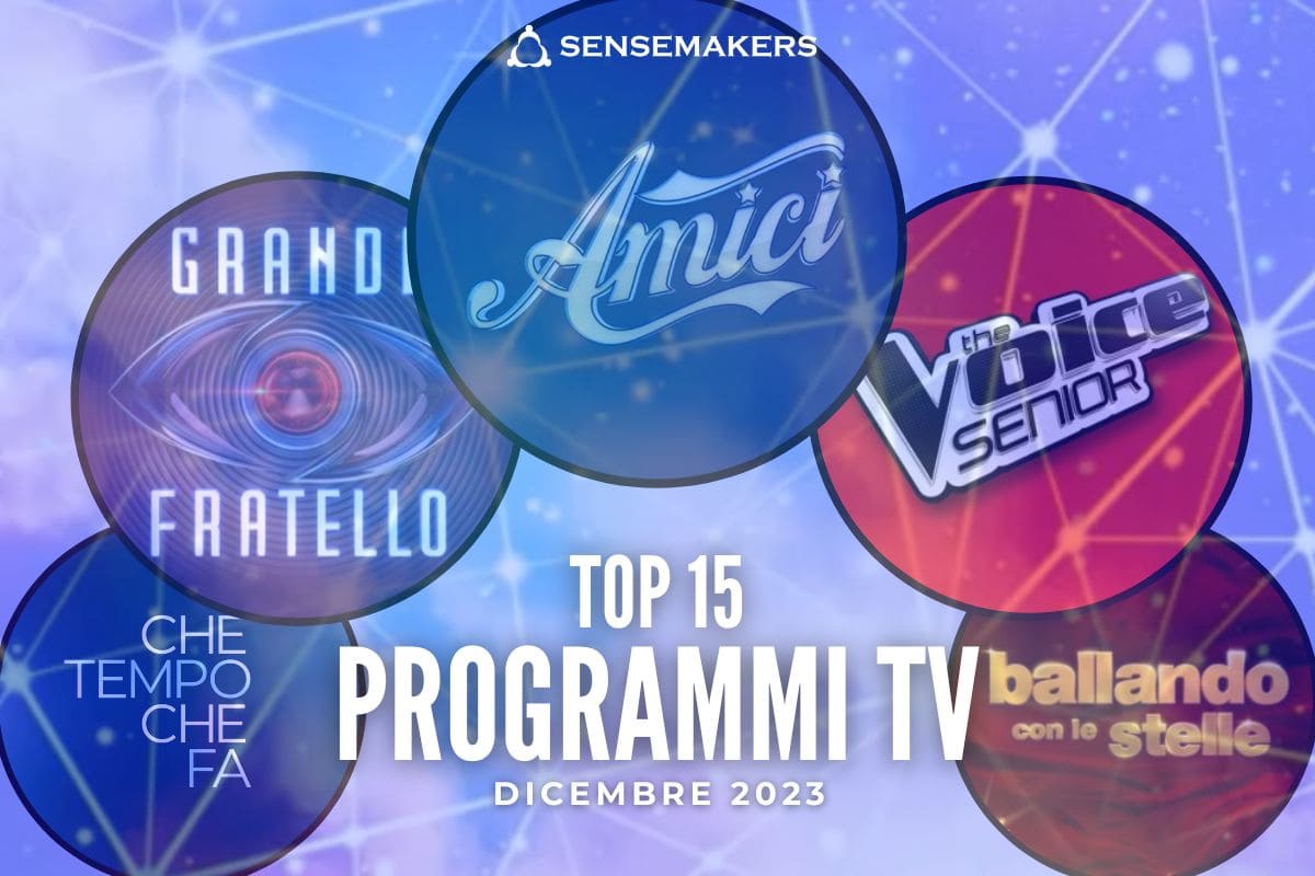 TOP 15 Programmi TV più attivi sui social, Dicembre 2023