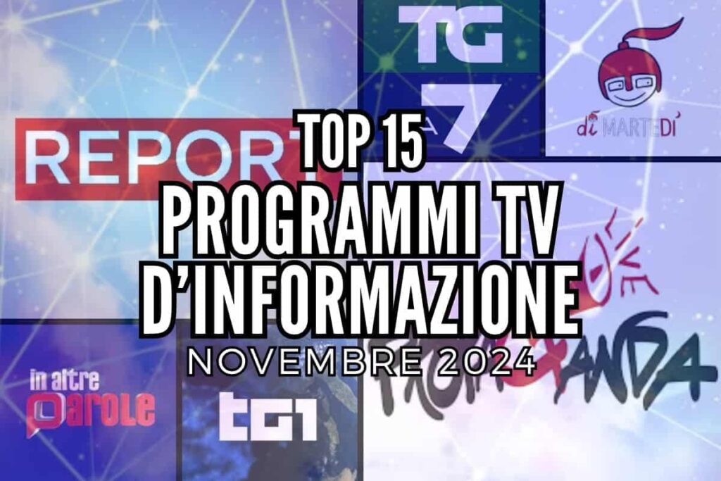 top programmi tv info novembre 2025