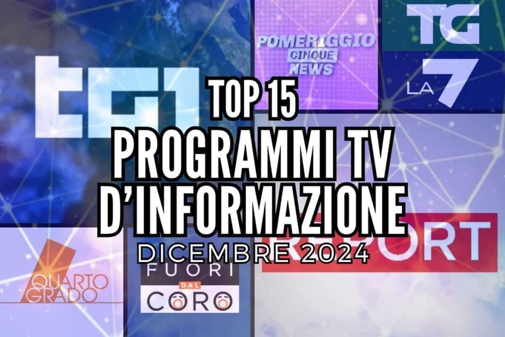 top programmi tv info dicembre 2025